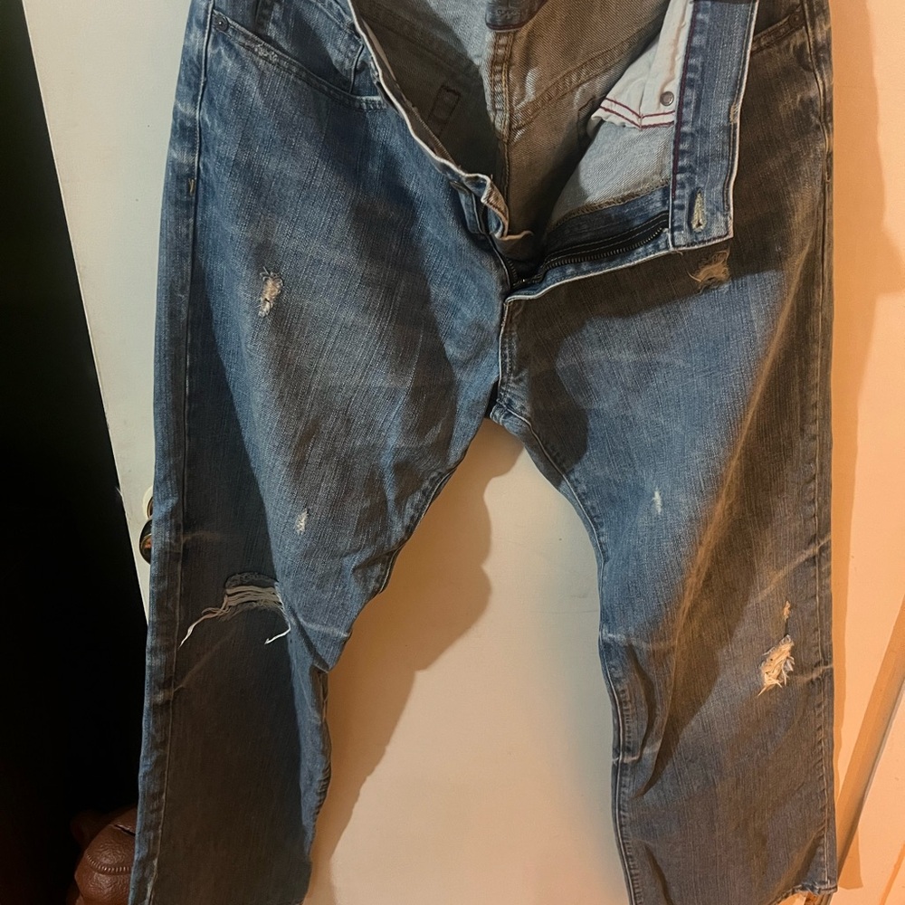 Men's Blue Distressed Jeans